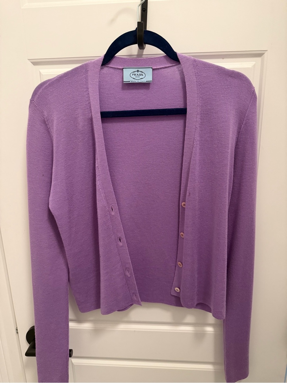 Prada Lavender V-Neck Button Cardigan